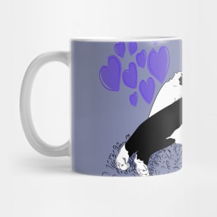 Cute Tuxedo Cat Resting on the floor Rug Hearts Copyright TeAnne Mug